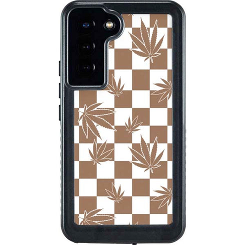 Marijuana Brown Checkered Galaxy S24 Plus Waterproof Case
